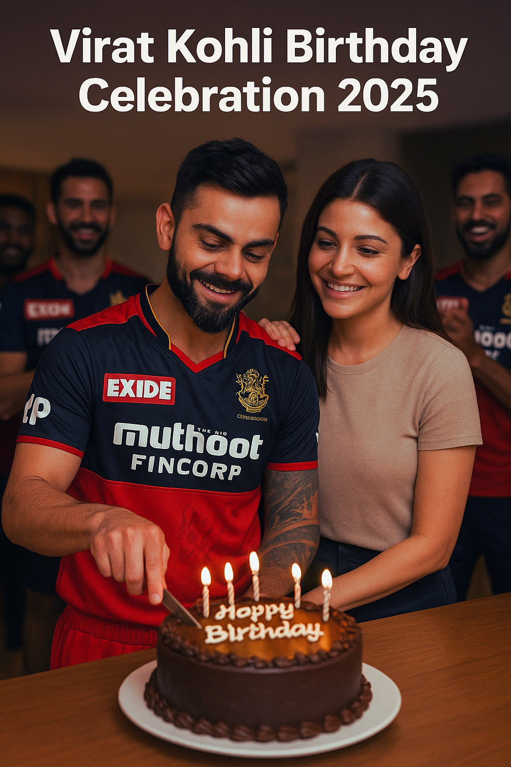 Virat Kohli birthday celebration with Anushka Sharma and RCB teammates 2025